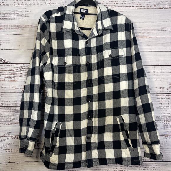 Lands' End Other - Lands End Plaid Gorpcore Flannel Sherpa Lined Button Down Shirt Large